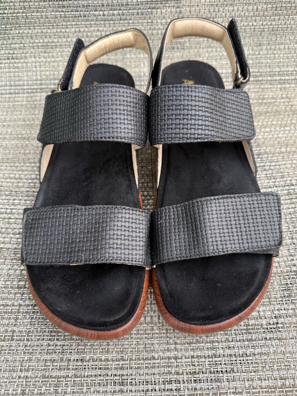 Alegria Bailee Rocker Sandals Woven Noir Black Leather Wood Grain Comfort EU 41 - Picture 4 of 12